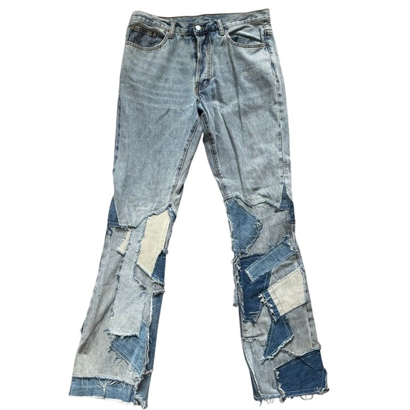 MNML Blue Patchwork Relaxed Jeans - Picture 3 of 10